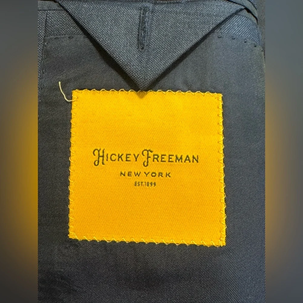 Hickey Freeman Men’s 48R 100% Wool Loro Piana blazer Navy Blue Check Made In USA - Picture 3 of 11